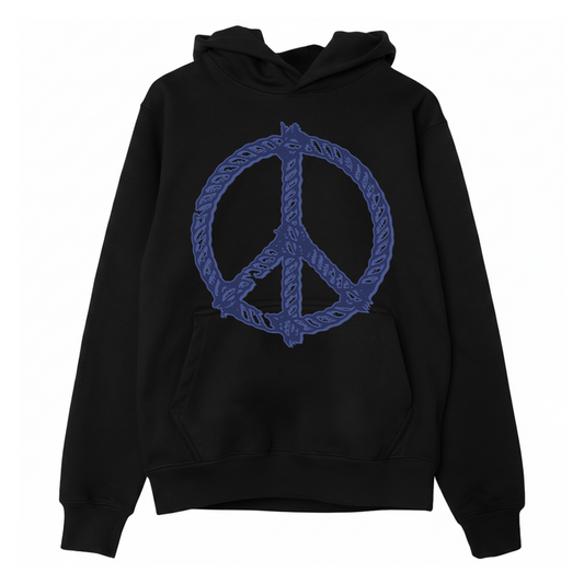 Peace Rope Hoodie (Black w/ Blue)