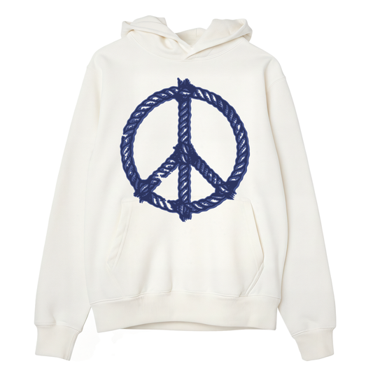 Peace Rope Hoodie (Off-White w/ Blue)