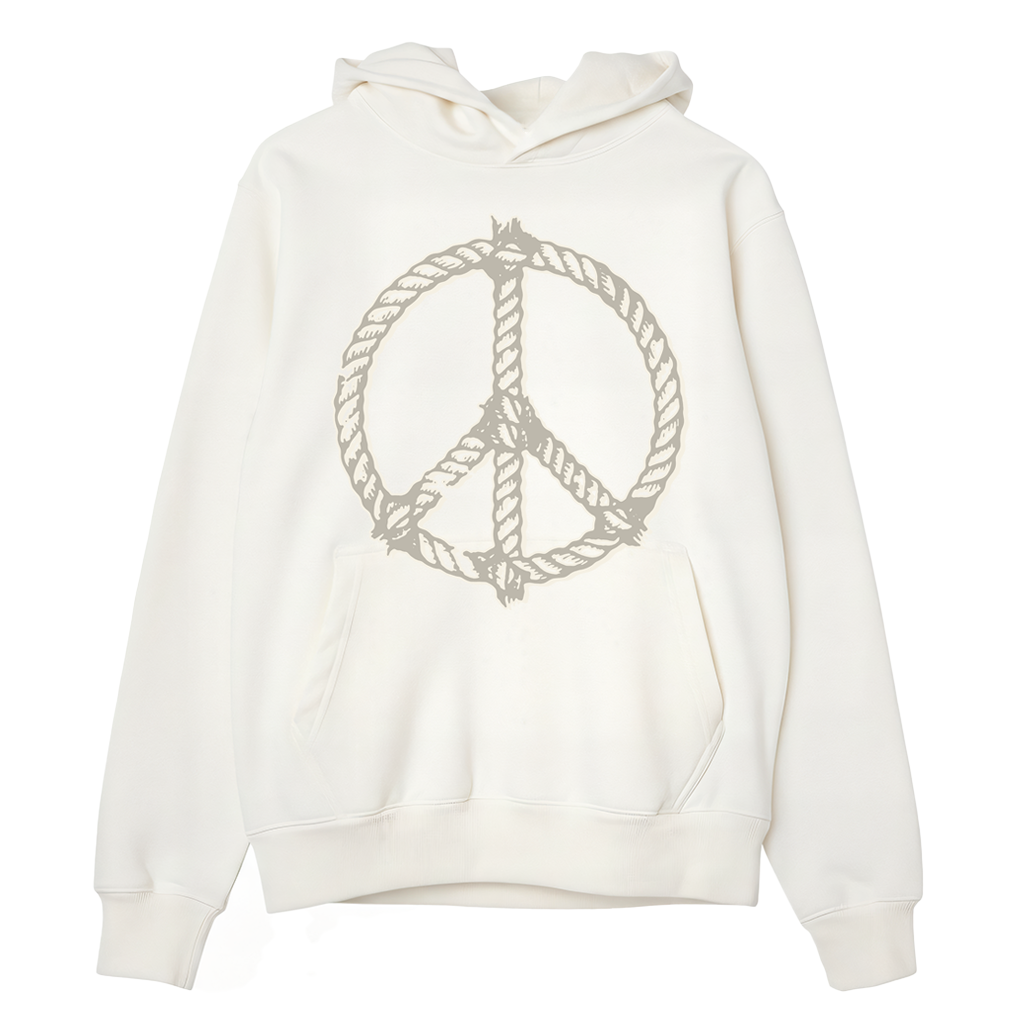 Peace Rope Hoodie (Off-White w/ Brown)