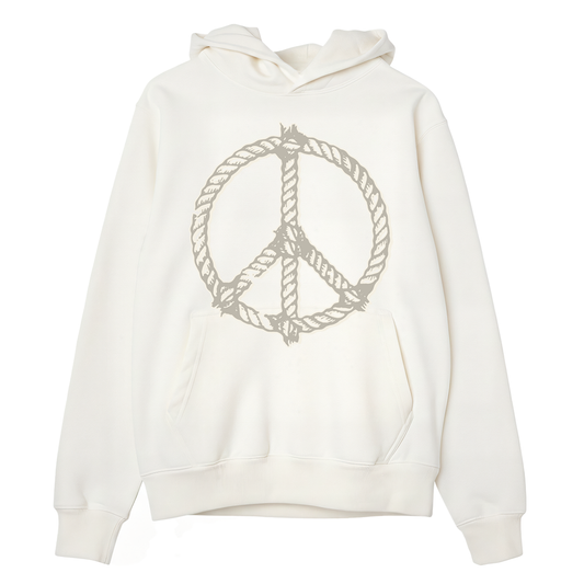 Peace Rope Hoodie (Off-White w/ Brown)