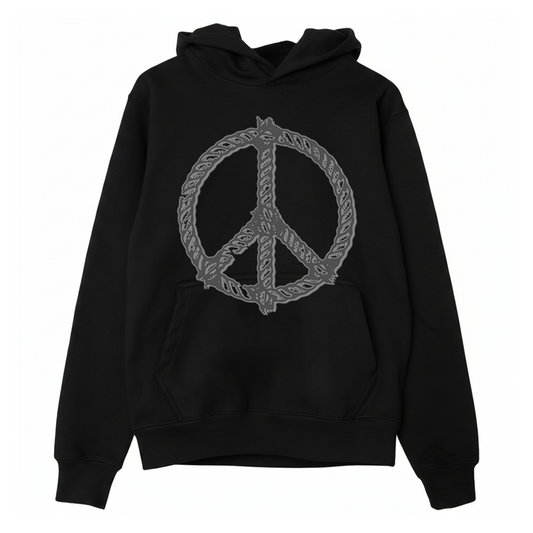Peace Rope Hoodie (Black w/ White)